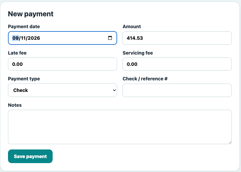 DecaVault Personal Loan Tracker showing loan terms, monthly payment, interest and total payback